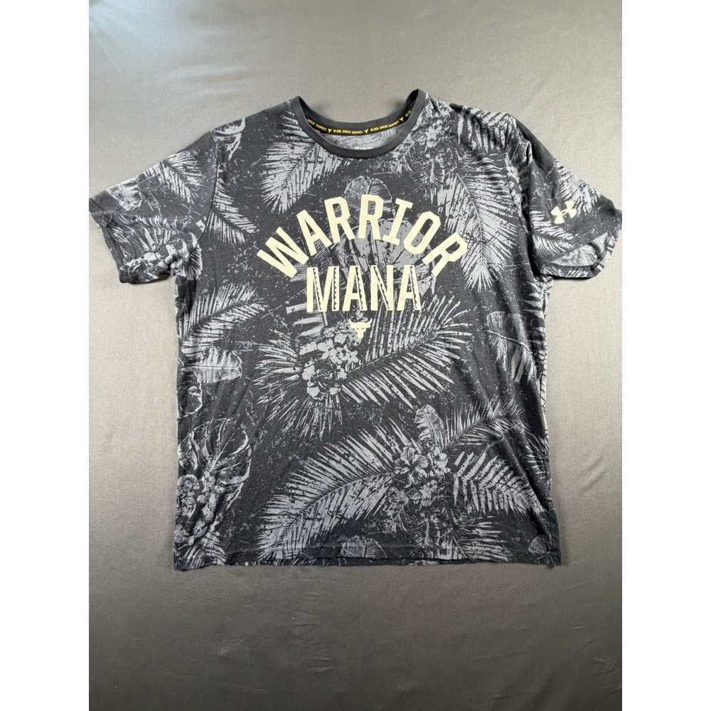 Under Armour Project Rock Warrior Mana Heat Gear Tee - Black Palm Print Mens XXL
